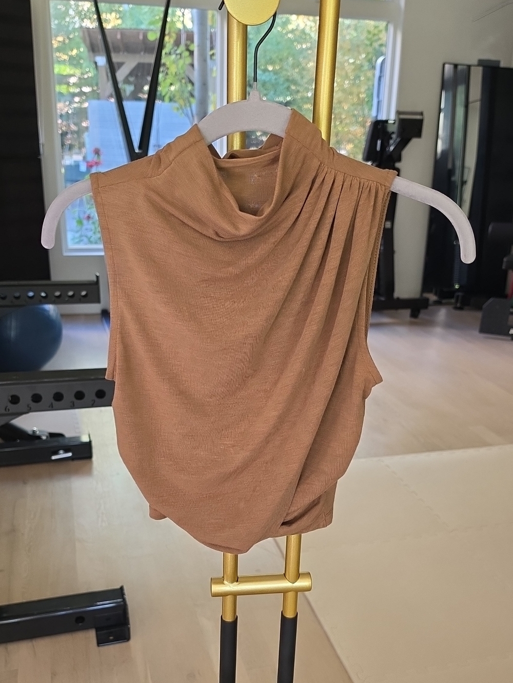 Mimosa Draped Sleeveless Top in Brown Size Small